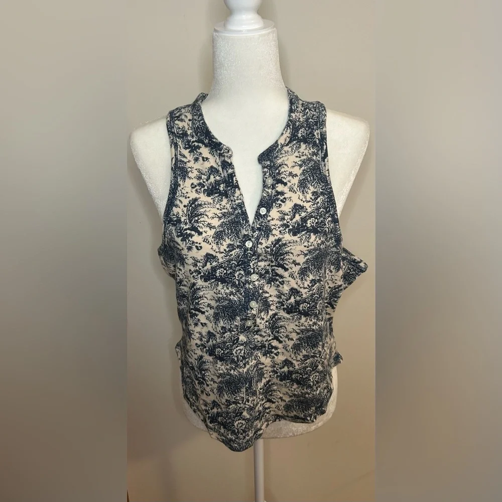 ANTHROPOLOGIE Blue Sleeveless Polo Tank Top - Picture 1 of 4
